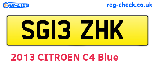 SG13ZHK are the vehicle registration plates.