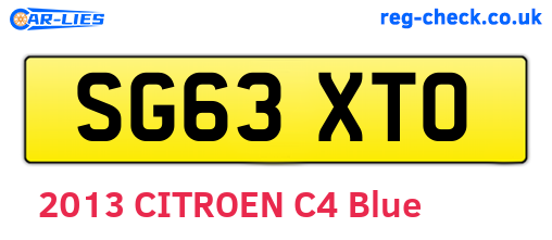 SG63XTO are the vehicle registration plates.