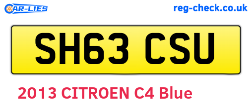SH63CSU are the vehicle registration plates.