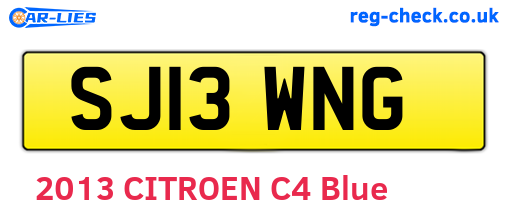 SJ13WNG are the vehicle registration plates.