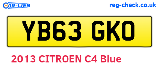 YB63GKO are the vehicle registration plates.