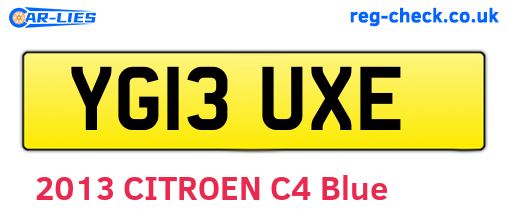 YG13UXE are the vehicle registration plates.