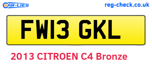 FW13GKL are the vehicle registration plates.
