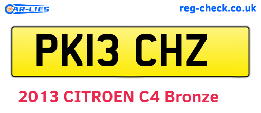 PK13CHZ are the vehicle registration plates.