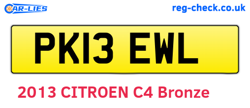 PK13EWL are the vehicle registration plates.