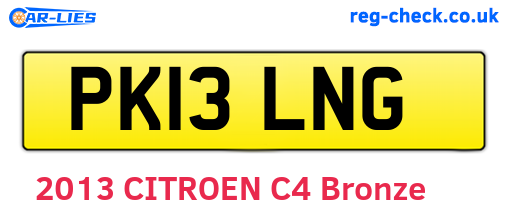 PK13LNG are the vehicle registration plates.