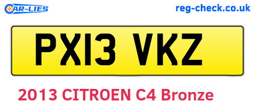 PX13VKZ are the vehicle registration plates.
