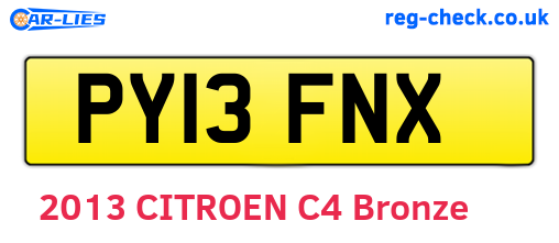 PY13FNX are the vehicle registration plates.