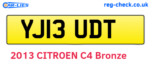 YJ13UDT are the vehicle registration plates.