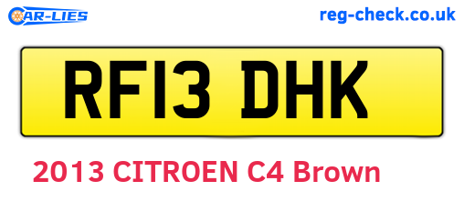 RF13DHK are the vehicle registration plates.