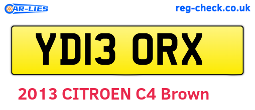 YD13ORX are the vehicle registration plates.