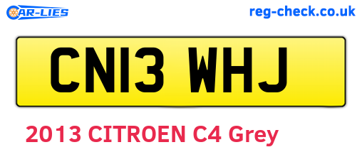 CN13WHJ are the vehicle registration plates.