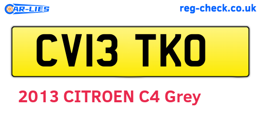 CV13TKO are the vehicle registration plates.