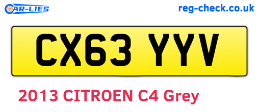 CX63YYV are the vehicle registration plates.