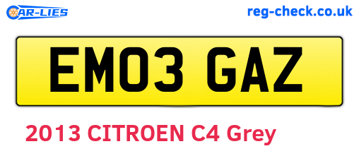 EM03GAZ are the vehicle registration plates.
