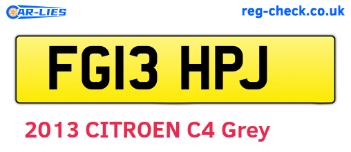 FG13HPJ are the vehicle registration plates.