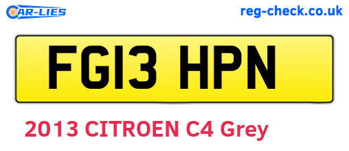 FG13HPN are the vehicle registration plates.