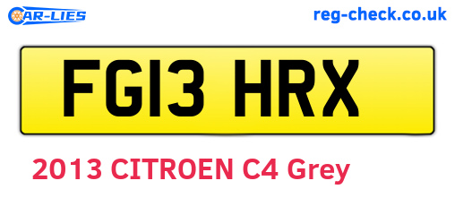 FG13HRX are the vehicle registration plates.