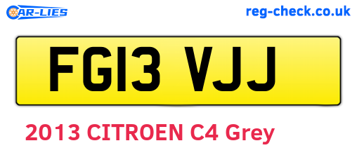 FG13VJJ are the vehicle registration plates.