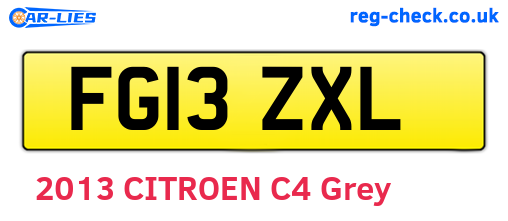 FG13ZXL are the vehicle registration plates.