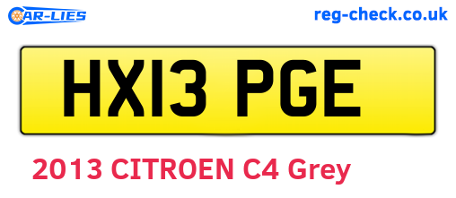 HX13PGE are the vehicle registration plates.