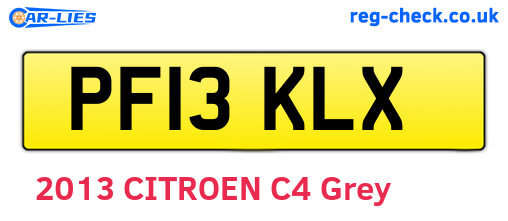 PF13KLX are the vehicle registration plates.