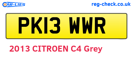 PK13WWR are the vehicle registration plates.