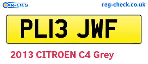 PL13JWF are the vehicle registration plates.