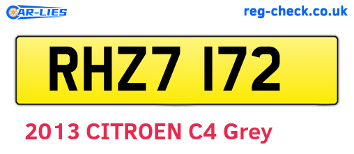RHZ7172 are the vehicle registration plates.