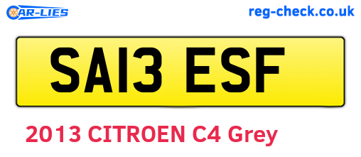 SA13ESF are the vehicle registration plates.