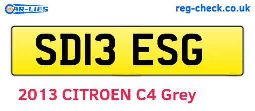 SD13ESG are the vehicle registration plates.