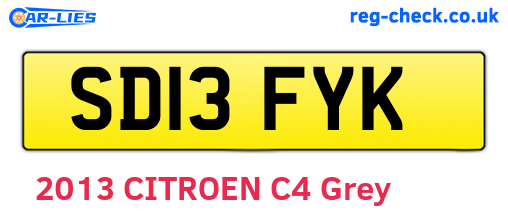 SD13FYK are the vehicle registration plates.
