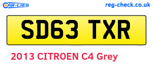 SD63TXR are the vehicle registration plates.