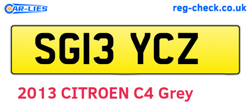 SG13YCZ are the vehicle registration plates.