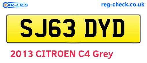 SJ63DYD are the vehicle registration plates.