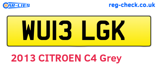WU13LGK are the vehicle registration plates.