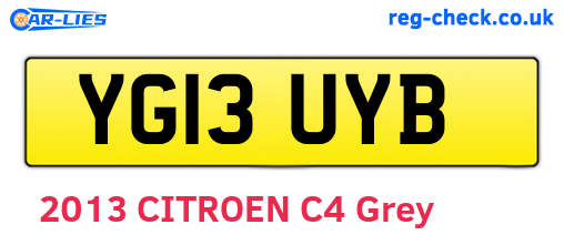 YG13UYB are the vehicle registration plates.