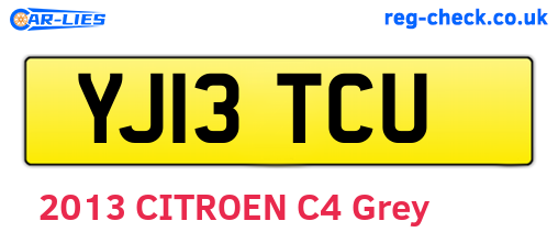 YJ13TCU are the vehicle registration plates.