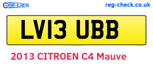 LV13UBB are the vehicle registration plates.