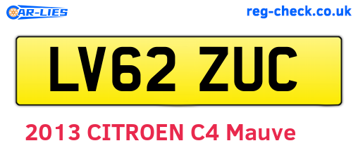 LV62ZUC are the vehicle registration plates.