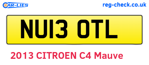 NU13OTL are the vehicle registration plates.