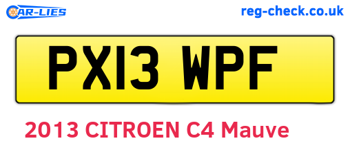 PX13WPF are the vehicle registration plates.