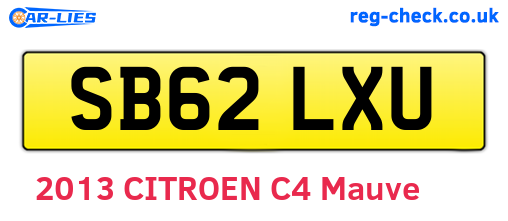 SB62LXU are the vehicle registration plates.