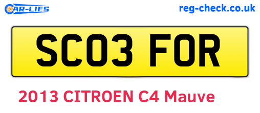 SC03FOR are the vehicle registration plates.