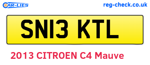 SN13KTL are the vehicle registration plates.