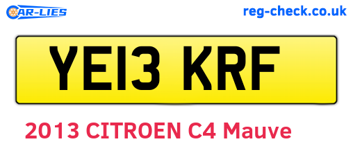 YE13KRF are the vehicle registration plates.
