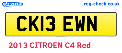 CK13EWN are the vehicle registration plates.
