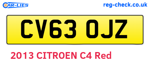 CV63OJZ are the vehicle registration plates.