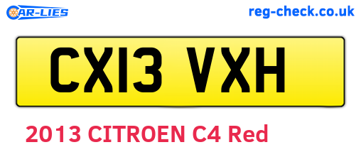 CX13VXH are the vehicle registration plates.