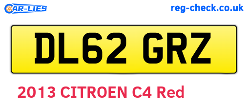 DL62GRZ are the vehicle registration plates.